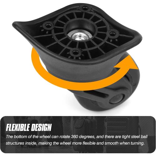 Suitcase Wheels Plastic for DIY Repair, 360 Swivel Wheel Replacement Luggage Travel Suitcase Casters, Black Spinner Luggage Wheel, Suitcase Wheels for Luggage Suitcase, A-72A