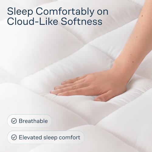 Cloud-Like Twin Mattress Topper - 100% Cotton Top Mattress Pad for Back Pain Relief - Breathable & Naturally Cooling for Hot Sleepers