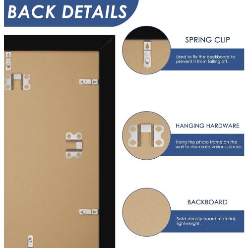 PEALSN 5x7 Picture Frame Set of 6, Display Pictures 4 x 6 with Mat or 5 x 7 without Mat for Wall Mounting or Table Top Display, Photo Frames Collage for Wall Decor, Black.