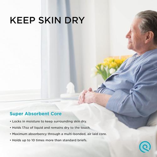 QuickChange Men’s Overnight Adult Incontinence Wrap (Pad), Maximum Absorbency, Holds 17oz Dry to The Touch, Disposable, Fragrance Free, One Size Fits All, Catheter Replacement, 25 Count (25)