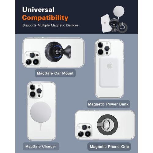 Aothey Universal Metal Rings Compatible with Magsafe Sticker,Magnetic Ring for Phone Cases & Wireless Charging, 6 Pack (2 Black,2 White & 2 Silver)