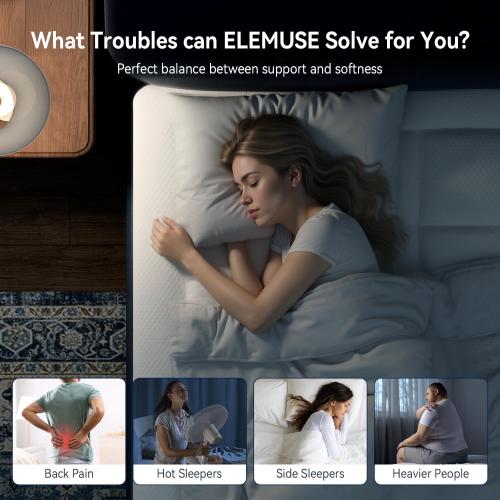 ELEMUSE 3 Inch Cooling Memory Foam Mattress Topper Full, 2 Inch Pressure-Relieving Memory Foam and 1 Inch Thick Soft Viscose Made from Bamboo Pillow Top for Hot Sleepers, Removable & Washable Cover