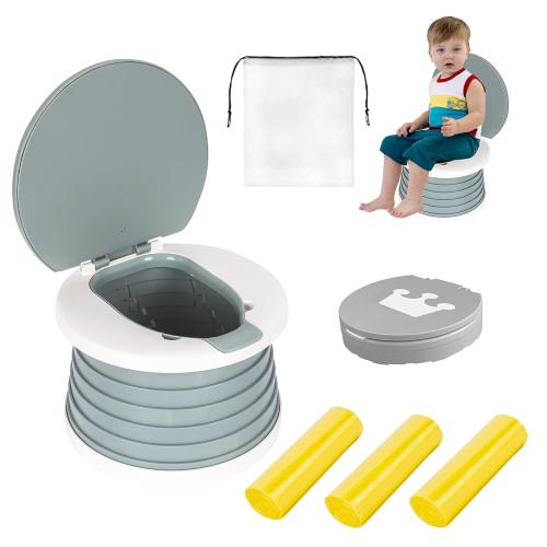 portable, foldable potty seat for toddler, Training Toilet Seat Emergency Toilet for Car, Camping, Outdoor, indoor (grey, small)