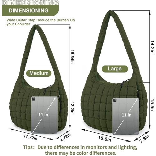 Quilted Puffer Tote Bag Purse Puffy Crossbody Shoulder Bag,Lightweight Nylon Hobo Bag Puffer Carryall Bag for Women Girl