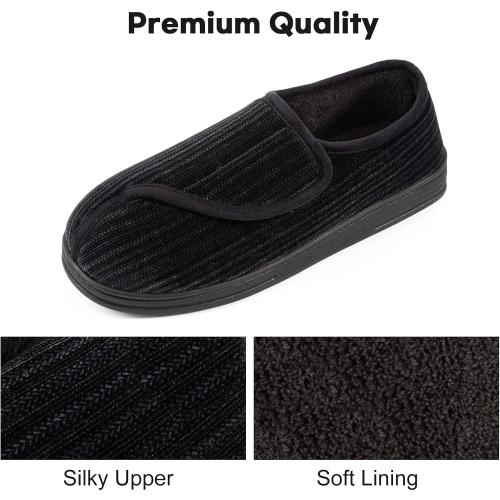Size,44. LongBay Men's Memory Foam Diabetic Slippers Comfy Warm Plush Fleece Arthritis Edema Swollen House Shoes