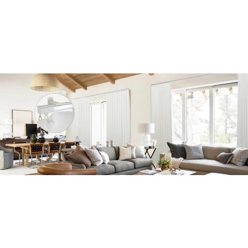 ChadMade Ceiling/Wall Mount Curtain Track Rod Set with Hooks, 6ft - 9ft Adjustable Length Window Rod Track Curtain Rail System For Living Room, Work with Grommet and Pinch Pleated Curtain, White