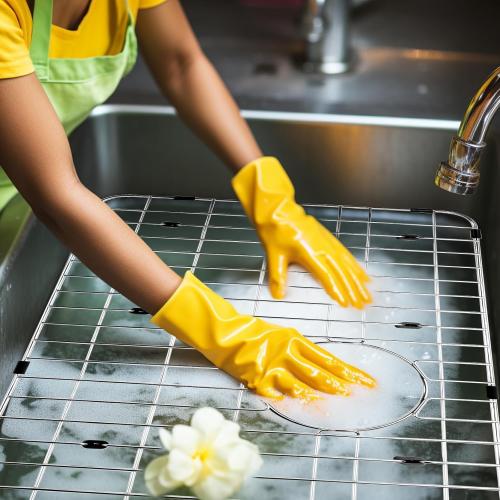 Stainless Steel Kitchen Sink Grate Grid Protectors Bottom Rack, 26 x 14-1/16 Kitchen Sink Protector Grates with Rear Drain