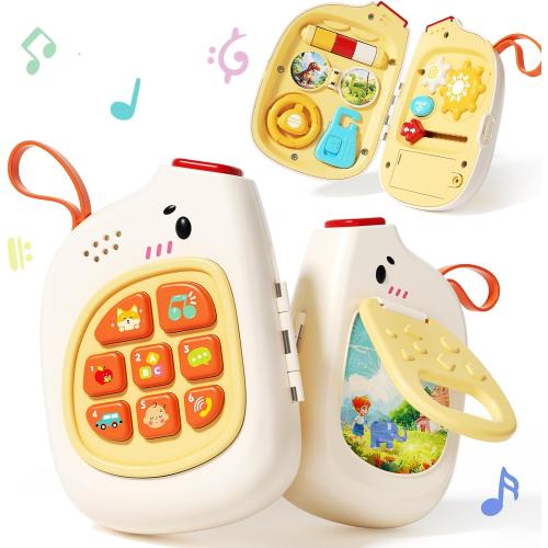 Baby Phone with Music for Toddler, Kids Sensory Busy Board, Early Educational Toy for Toddlers 1-3, Motor Skills Developmental Toy for 0-6-12-18 Month Age