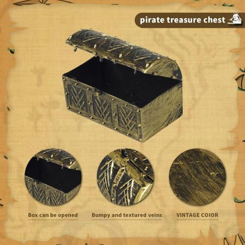 8 Pcs Miniature Pirate Treasure Chests Box, Mini Vintage Pirate Jewelry Storage Box, Party Supplies Decor Store Gold Coins Gems, Plastic Kids Pirate Treasure Chest Toy