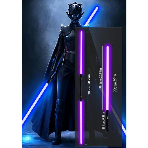 jvmusaber Lightsaber, 2-in-1 Dueling Light Saber 20 Colors for Adult-2PCs | 4 FX Sound and Motion Sensors Metal Hilt Dueling Light Saber Theme Parties Halloween Decoration Cosplay Birthday Gifts