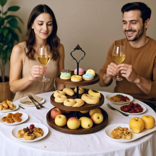 3 Tier Serving Tray - Versatile 3 Tiered Tray Stand, for Home Tea Party, Wedding, Farmhouse and Kitchen Decor, Tea Party Decor, Multiple Uses, Stable and Durable