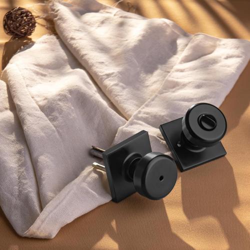 Black Interior Door Knobs with Lock for Bath & Bedroom