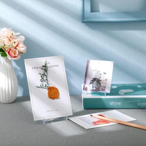 Bucherry 20 Packs Card Display Stand 3.4 Acrylic Easel Stands Mini Picture Coin Display Easel Holder Baseball Sports Card Trading Graded Holder for Challenge Coin Photo Frame Medal Watch (Clear)