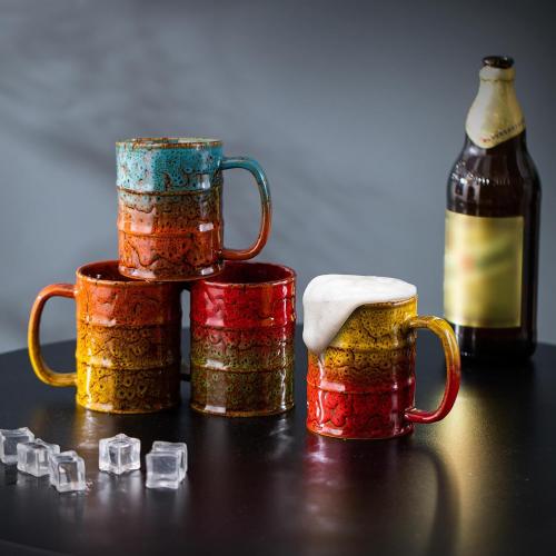 Coffee Mugs Set of 4,12 Oz Coffee Cups Ceramic, Perfect for Office Family Gatherings - Dishwasher and Microwave Safe (4, Green and Blue)