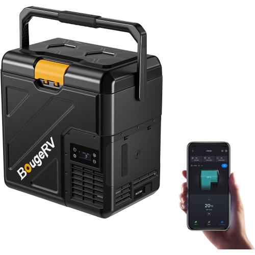 BougeRV 12 Volt Refrigerator, 21QT Car Fridge, 20L Portable Freezer, -4~68℉, 12/24V DC, 110~240V AC, Ideal for 2 People, Road Trips, Truck, Camping(2026 New Model: CRH20)