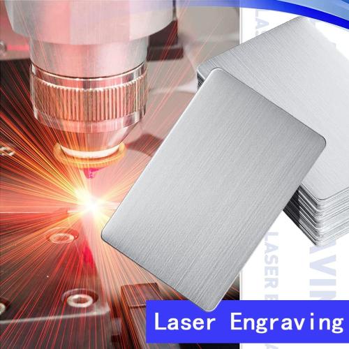 100PCS Silver Metal Business Card 0.45mm Thickness Aluminum Metal Blanks Cards for Laser Engraving Home Office Customer DIY Gift Plate Invitations, 3.4 x 2.1 Inch