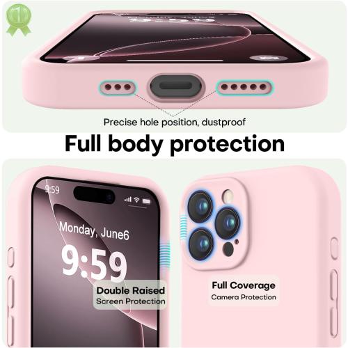 LOVE 3000 Designed for iPhone 16 Pro Max Case, Premium Silicone with [Soft Anti-Scratch Microfiber Lining] Shockproof Protective Phone Case for Men Women Girls 6.9, Chalk Pink