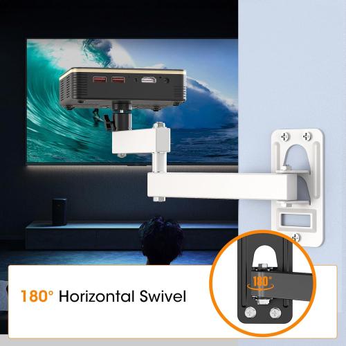 Universal White Projector Mount, Foldable, Adjustable Tilt & Swivel, 360Adjustable, Wall Mount, Supports Projectors Up to 6.6 lbs