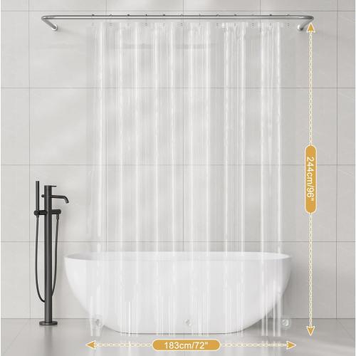 AmazerBath Shower Curtain Liner 2 Pack, 72 x 96 Inches Extra Long PEVA Plastic Shower Liner with 3 Weighted Stones and 12 Rustproof Metal Grommet, Lightweight Waterproof Shower Curtain - Clear