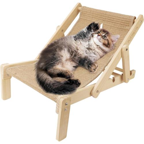 2 in 1 Cat Sisal Chair for Indoor Cats Hammock for Scratching Pad, Sisal Cat Scratcher Bed with Adjustable 4-Position for Cats Scratcher Lounge, Natural Lounger Chair ( missing  screws ) see the pictures