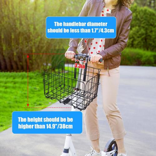 Knee Scooter Basket Accessory, Removable Wire Basket, Fits Most Knee Scooter Models, Easy Installation, Foldable Design, Black Metal Handlebar Mount