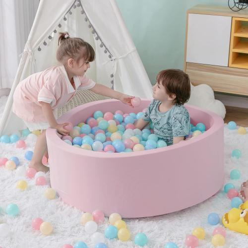 Ball Pit for Toddlers, 35.4x 11.8 Foam Ball Pits, Indoor Soft Round Baby Playpen for Children, Ideal Gift for Toddlers, Pink, (Balls not Included)