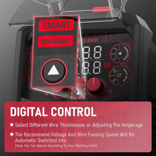 YESWELDER 160A MIG Welder, 110V/220V MIG/Flux Core/Lift TIG/Stick | 4-In-1, synergic control, clear digital display, efficient setup, beginner friendly
