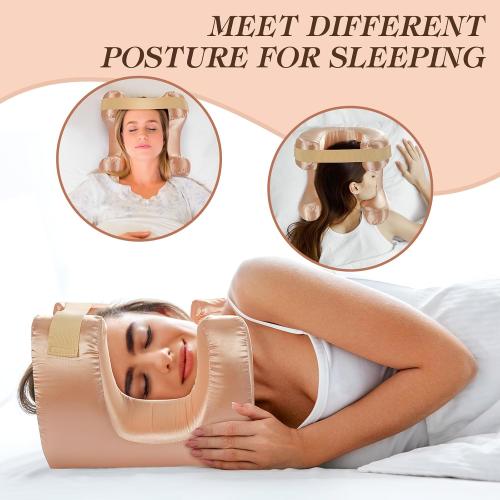 Memory Foam Face Beauty Pillow for Side Sleeper Anti-Wrinkle | Soft Pillowcase, Neck & Face Support, Reduces Pressure, Sleeping Face Down, Gold