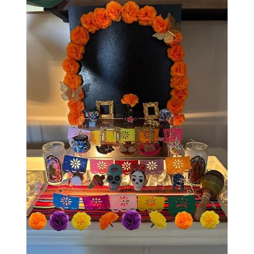 2Pack Artificial Marigold Flowers with Stems, 120Pcs Purple Flowers Silk Flower Marigolds for Day of The Dead Decoration, Diwali Decor, Ofrenda Decor, Marigold Garland Decor (120Purple)