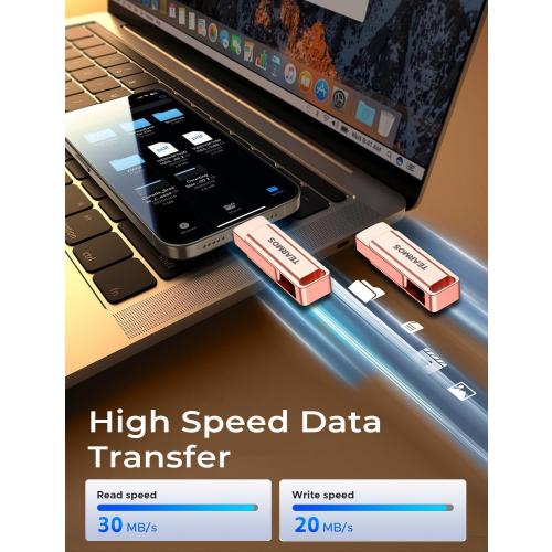 Silver 512GB Flash Drive Intended for iPhone iPad, Memory Stick Storage for Photos and Videos Backup, Compatible with iPhone iPad Android PC, Plug and Play, No Application Required (Silver)