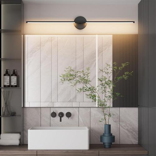Modern Wall Sconces Set of Two 3000K 40In Hardwired Black Bathroom Sconce Vanity Light Bar 360° Rotate Warm Light for Bedroom Bathroom