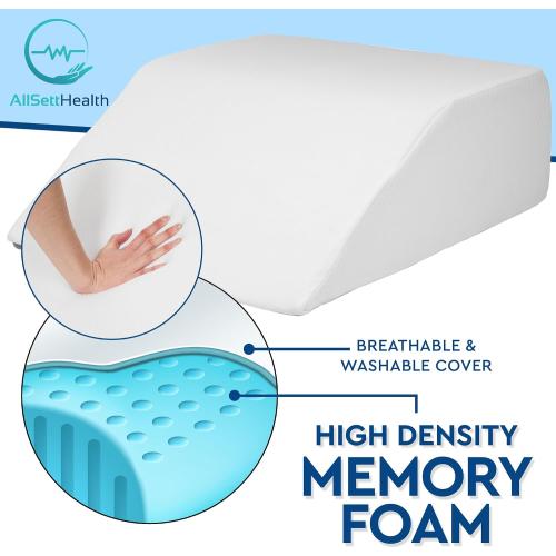 Leg Elevation Wedge Pillow for Sleeping, After Surgery | Memory Foam | Relieves Foot and Ankle Injury, Legs, Hip, and Knee Pain, Improves Blood Circulation, 8 Inch