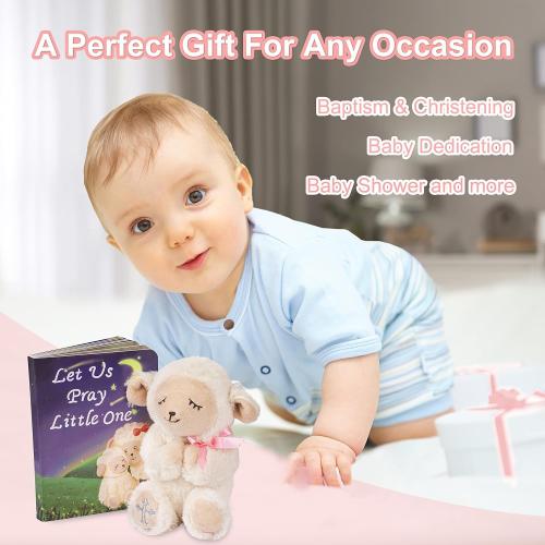 Baptism Gifts for Boys, Great Christening, Dedication and Baptism Gift Set for Boys and Newborn Baby, Includes 7 Praying Lamb Plush Toy and Let Us Pray Baby Book in Keepsake Gift Box