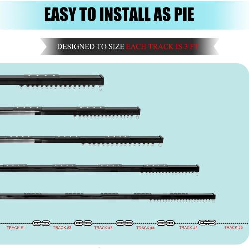 Ceiling Curtain Track, Ceiling Wall Mount Room Divider Curtains Track Rods Heavy Duty Ceiling Track Curtain Rail, RV Ceiling Track for Curtains with Rollers Hooks Clips for 6-9ft, White