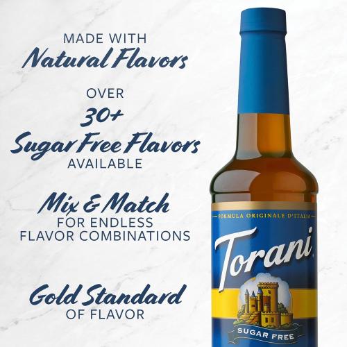 Torani Sugar Free Syrup, Vanilla, 12.7 FL. OZ. Ounce 375 ML PET BOTTLES (Pack of 4)