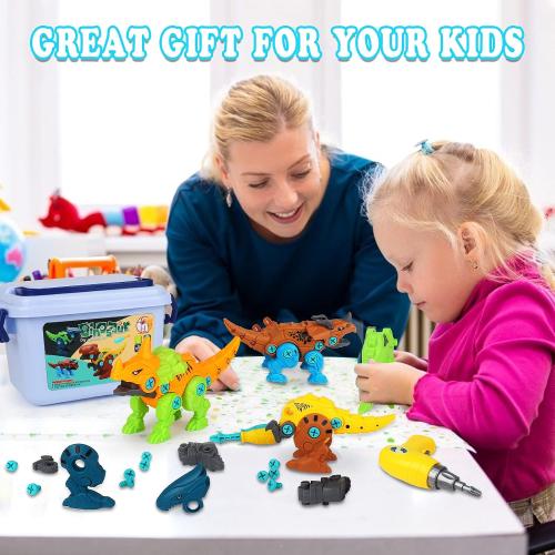 Dinosaur Toys, Take Apart Dinosaur Toys for Kids, Educational Construction Building Sets with Electric Drill Storage Box - Birthday Gifts for Toddlers Boys Girls Age 3 4 5 6 7 8 Year Old