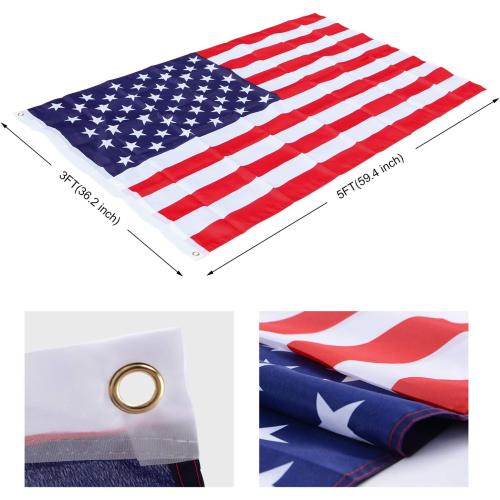 14 Gauge 20FT Telescoping Flag Pole Kit, Heavy Duty In Ground Telescopic Flag Poles with 3x5 American Flag, Outdoor Old Glory Flagpole Kits for Outside, Yard, Residential or Commercial