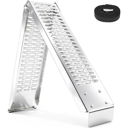 Portabe Folding Steel Ramps, 500 lbs, 77 1-Pcs Heavy-Duty Ramps with Wider Ramp Surface, Anti-Slip Stable Loading Ramp, Fit for Motorcycle, Dirt Bike, ATV, UTV, Lawn Mower, Electric Bicycle