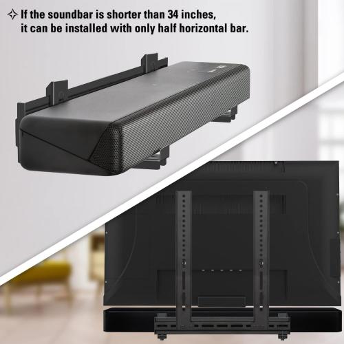 Mounting Dream Soundbar Mount Sound Bar TV Bracket with Holes/Without Holes, Non-Slip Base Holder Extends 3.4 to 6.1, Up to 20 LBS, Safe and Easy to Install MD5425
