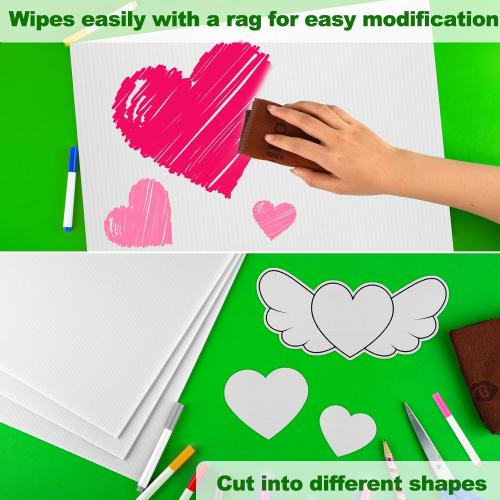 10 Pack White Plastic Yard Signs with Stakes, 17x12 Inch Blank Lawn Signs for Outdoor DIY Guidepost Birthday & Garage Sales