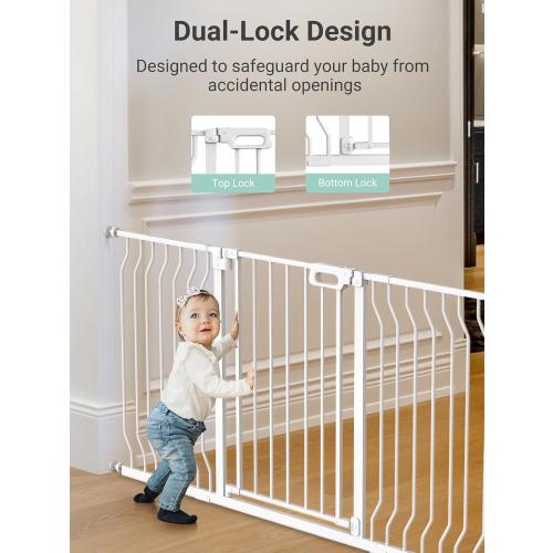 Mom's Choice GROWNSY Baby Gate, 57-62 Auto-Close Dog Gate for Stairs & Doorways, Pressure-Mounted Easy Install Baby Gate - No Drill, Walk Through, Safe & Durable