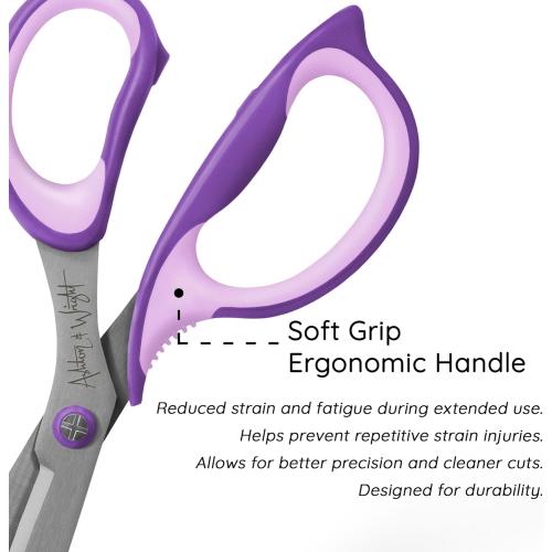 Ashton and Wright - Precision SG - Soft Grip Scissors for Office, Home, Kitchen, and Craft - 210mm / 8” - Steel Blades (Purple, Right Handed)
