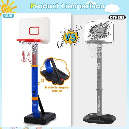 Size 27.55 to 54.33  Toddler Basketball Hoop Indoor, 27.55 to 54.33 Height Adjustable Mini Basketball Hoop Outdoor, Toys for Age 3  Boys Girls Kids Babies Gifts Birthday Children's Day Parent Games Learning Exercising