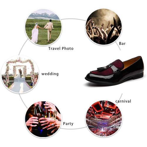 Size 13 Color Red JITAI Mens Leather Shoes Pattern Printing Men's Dress Loafer Shoes Slip-on Casual Loafer Smoking Slipper