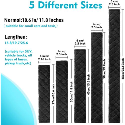 Tatuo 4 Pack Seat Belt Cover Extra Long Seat Belt Pads for Car Soft Comfort Shoulder Strap Covers Harness Pads Helps Protect Your Neck and Shoulder(11.8 Inch,Black)