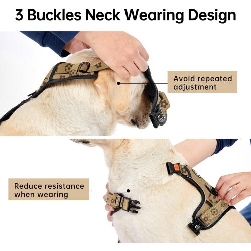 Size XL Color brown IVY&LANE No Pull Dog Harness with Leash Set, Reflective No Choke Pet Vest,Adjustable Oxford Dog Vest Harness with Easy Control Handle for Medium Dogs