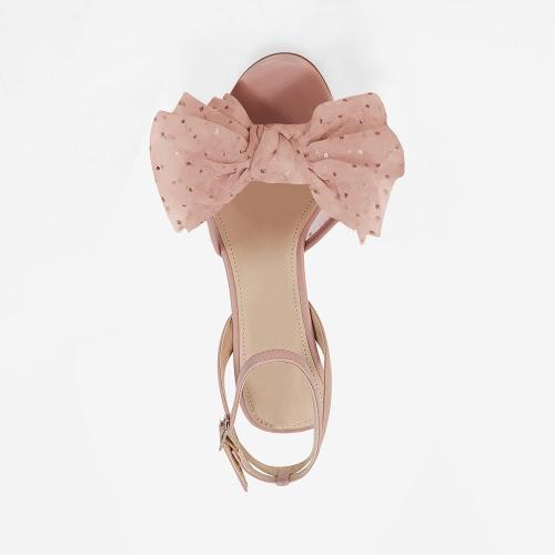 Size 9....Coutgo Womens Bow Tie Heels Sandals Slingback Peep Toe Wedding Heels Mesh High Stiletto Heel Summer Cute Wedding Bridal Shoes