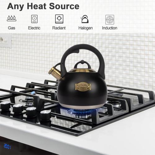 Size 3.1ql Color Black and Gold Tea Kettle for Stovetop, Food Grade Stainless Steel Water Kettle, Tea Pot for Home & Kitchen, 3.1 Quart