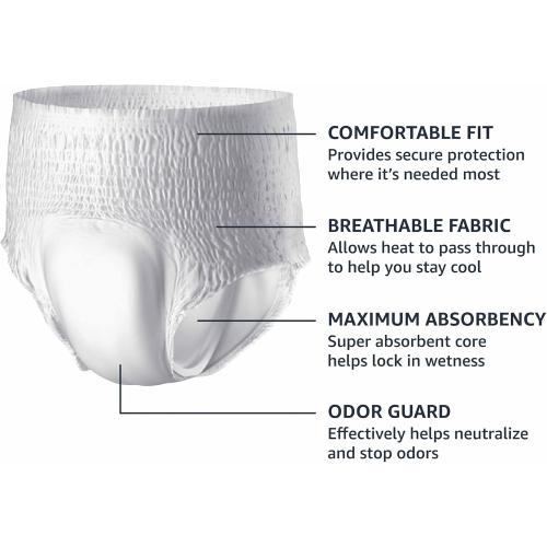 Amazon Basics Incontinence Underwear for Men, Maximum Absorbency, 2X-Large, 14 Count (3 Pack)