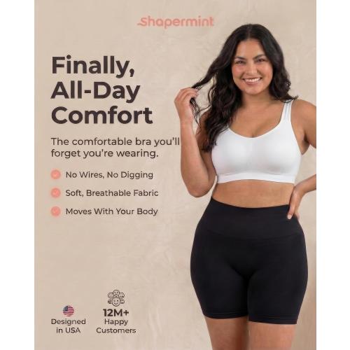 SHAPERMINT Bralettes for Women with Support - Adjustable Wireless Support Bra, Full Coverage No Underwire Seamless Bra